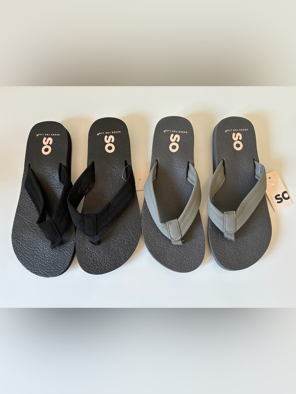 NWT! SO Bloomfield Thong Sandals Flip Flops Size 8 Black & Light Gray
